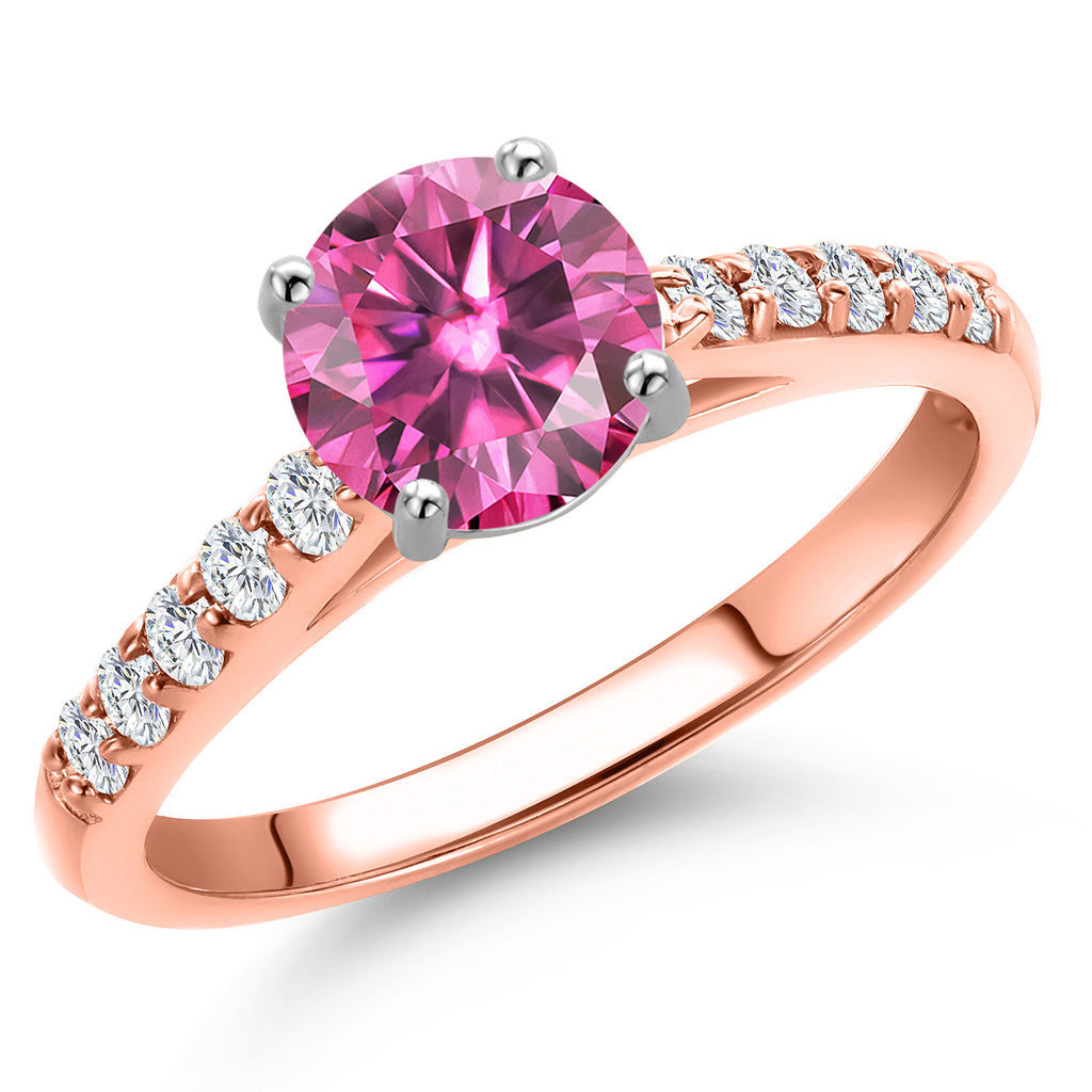 Pink Moissanite - April_7_Ring in 10K Two Tone Gold