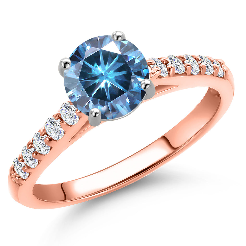 Persian Blue Moissanite - April_9_Ring in 10K Two Tone Gold