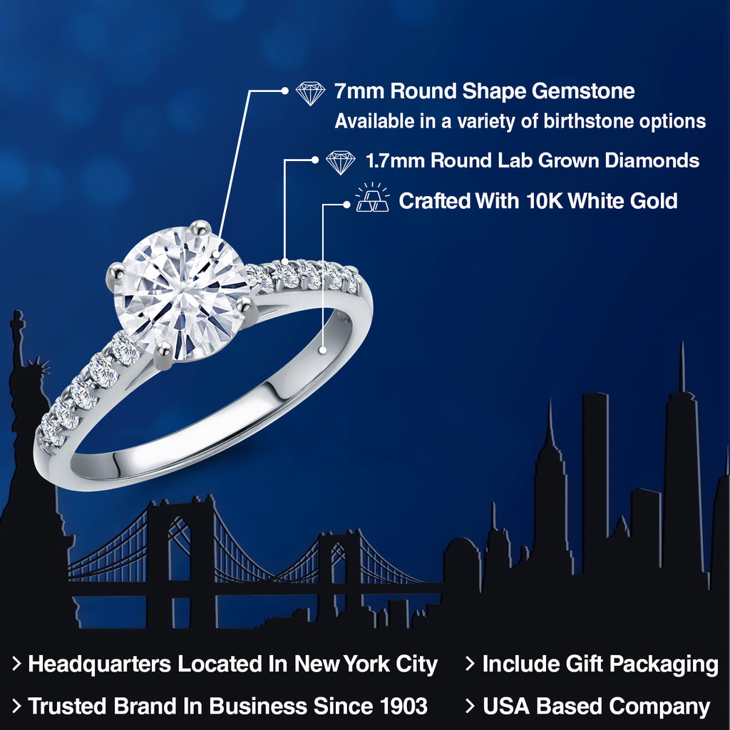 White Moissanite - April_Ring in 10K White Gold