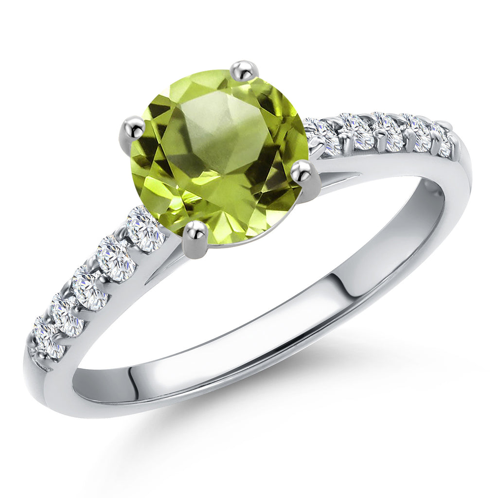 Peridot - August_8_Ring in 10K White Gold