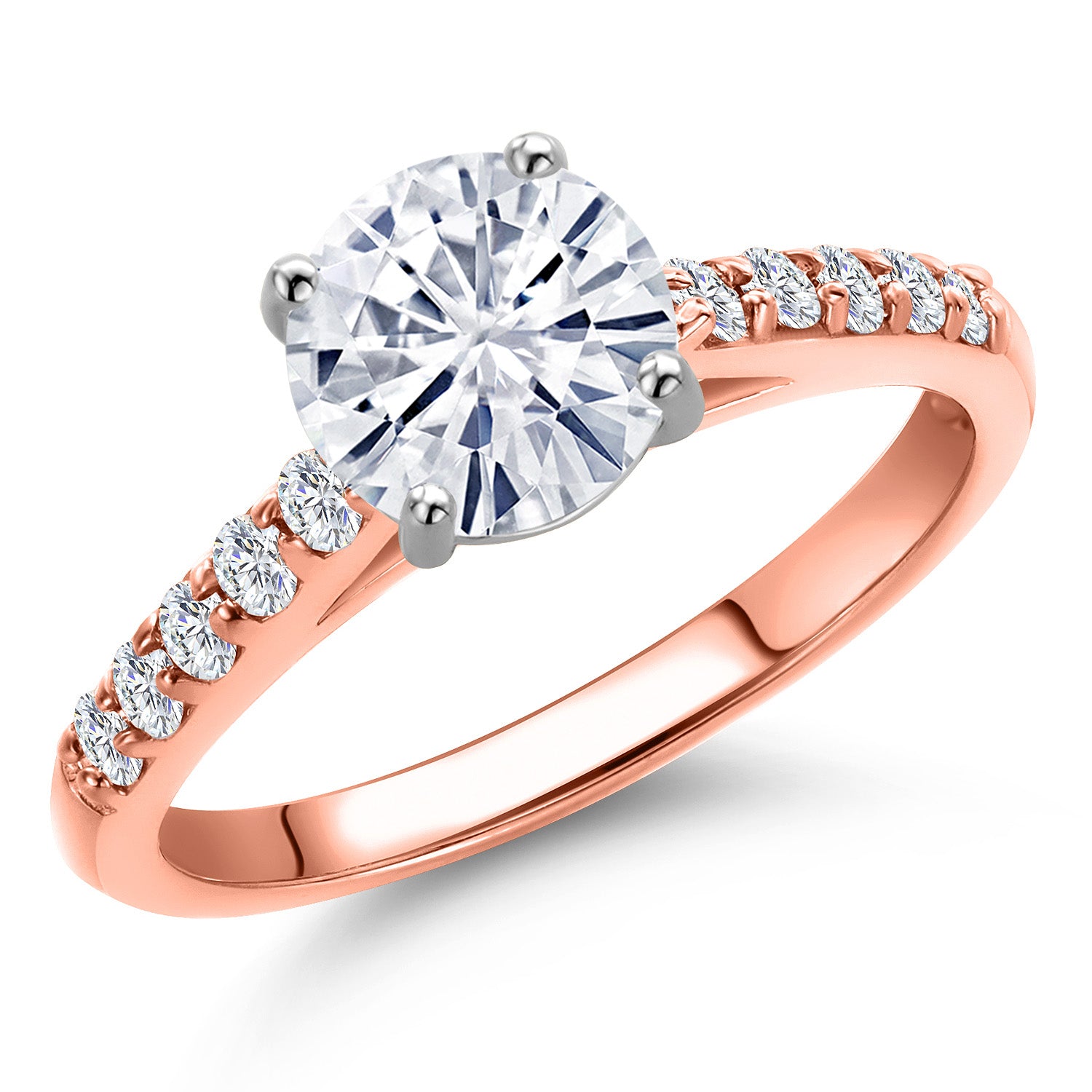 White Moissanite - April_Ring in 10K Two Tone Gold