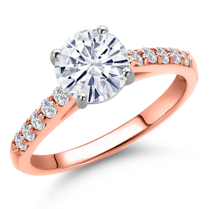 White Moissanite - April_Ring in 10K Two Tone Gold