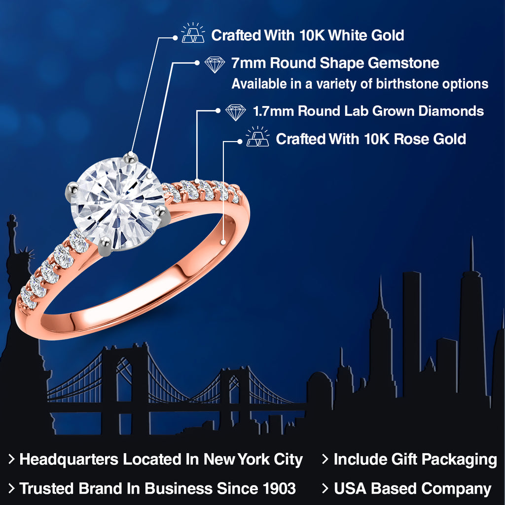 White Moissanite - April_Ring in 10K Two Tone Gold