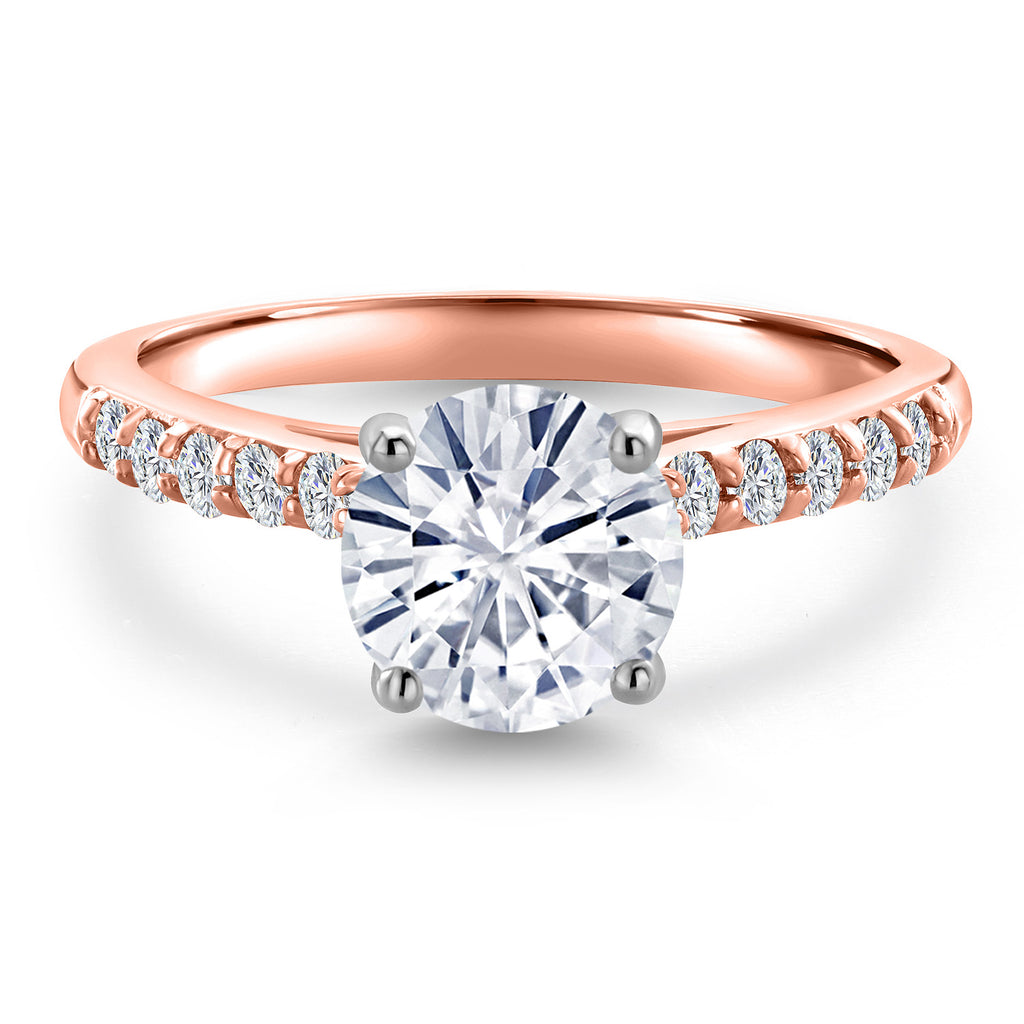 White Moissanite - April_Ring in 10K Two Tone Gold