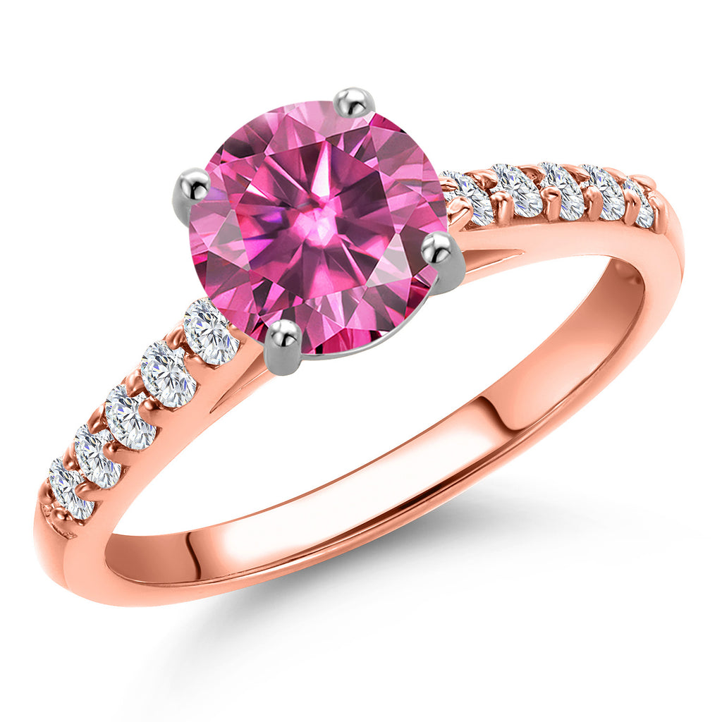 Pink Moissanite - April_9_Ring in 10K Two Tone Gold