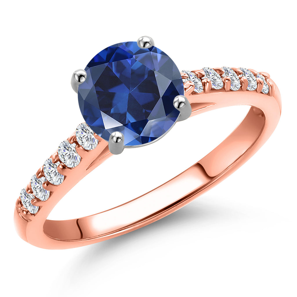 Blue Created Sapphire - September_8_Ring in 10K Two Tone Gold