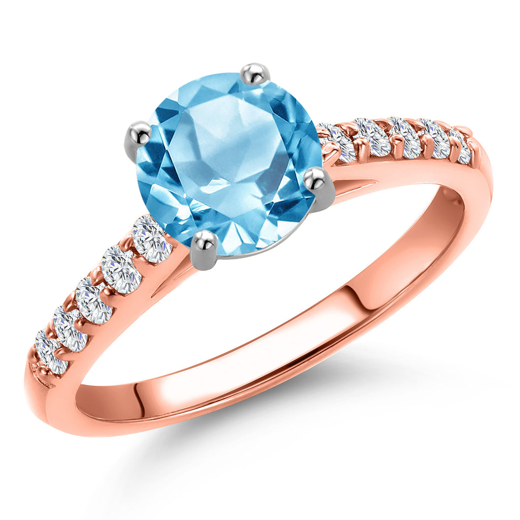 Swiss Blue Topaz - November_8_Ring in 10K Two Tone Gold
