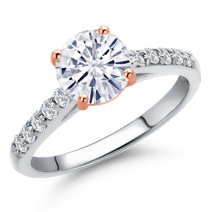 White Moissanite - April_Ring in 10K Two Tone Gold