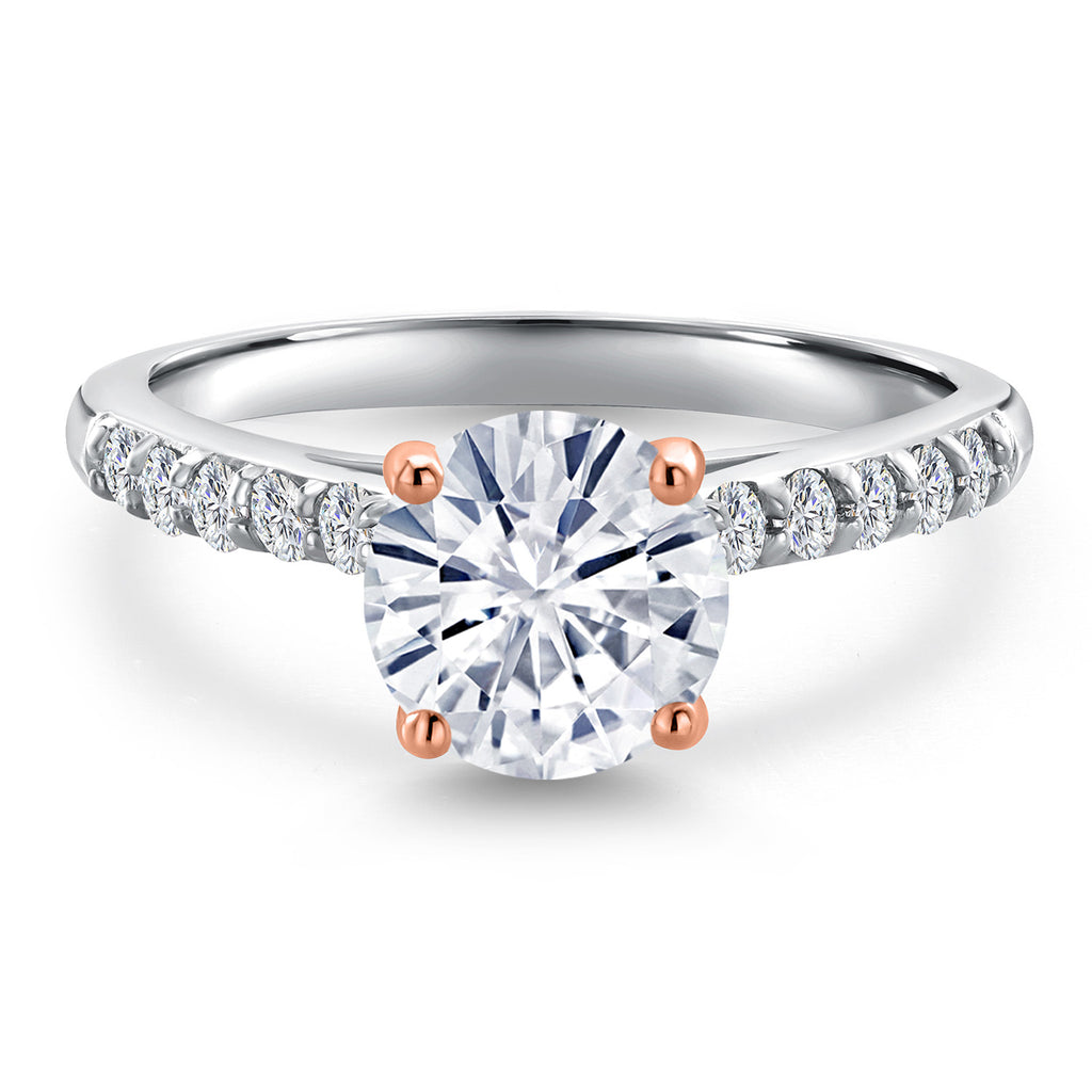 White Moissanite - April_Ring in 10K Two Tone Gold