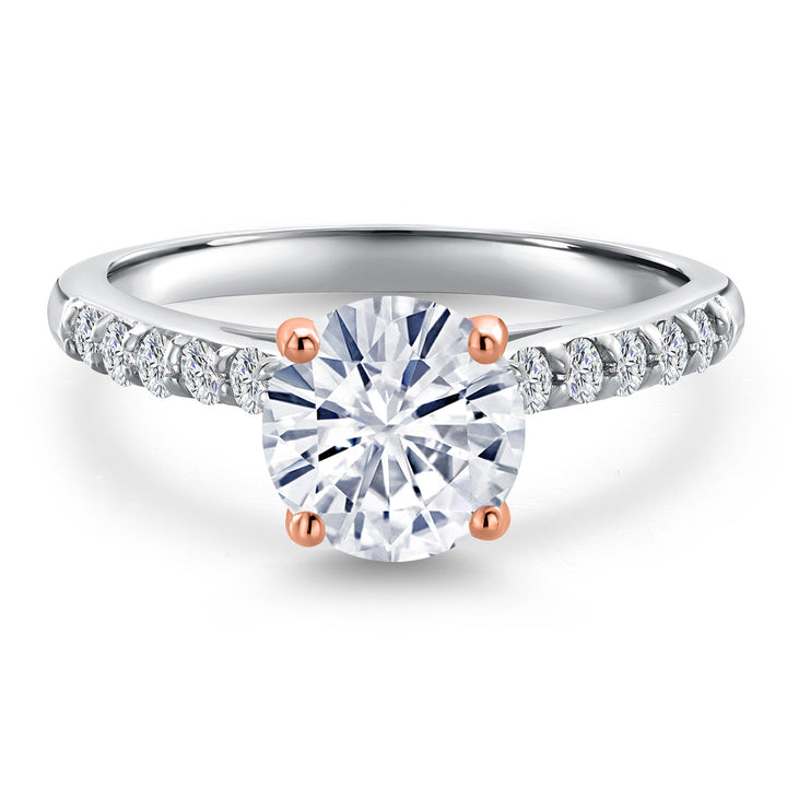 White Moissanite - April_Ring in 10K Two Tone Gold