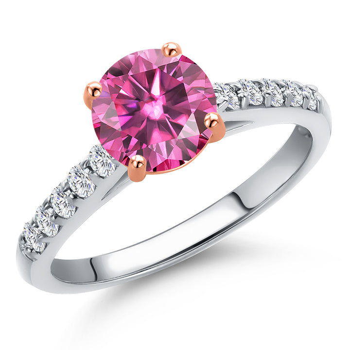 Pink Moissanite - April_5_Ring in 10K Two Tone Gold