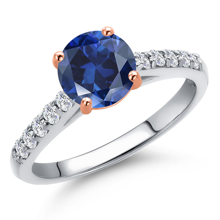 Blue Created Sapphire - September_5_Ring in 10K Two Tone Gold