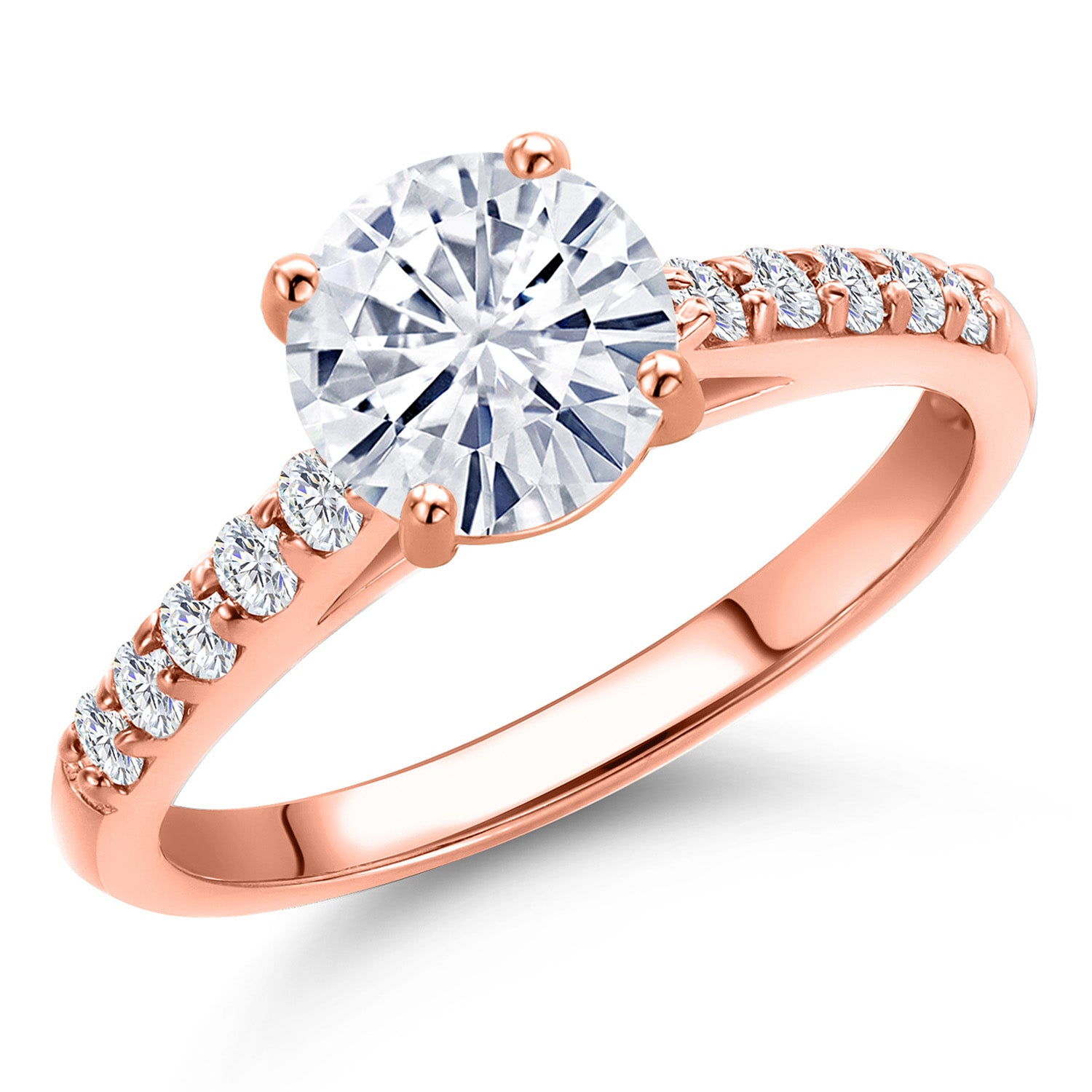 White Moissanite - April_Ring in 10K Rose Gold