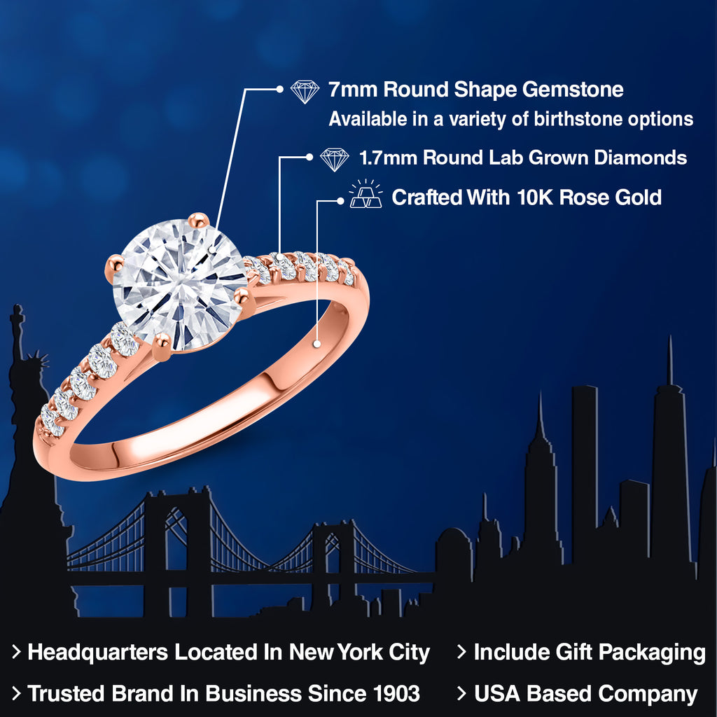White Moissanite - April_Ring in 10K Rose Gold