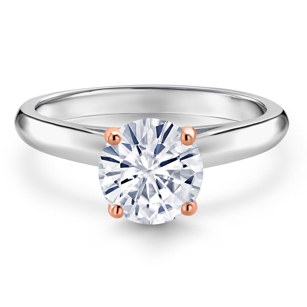 White Moissanite - April_Ring in 10K Two Tone Gold