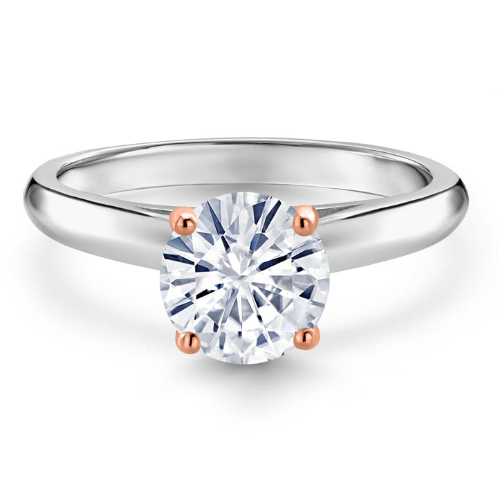 White Moissanite - April_Ring in 10K Two Tone Gold