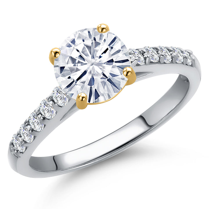 White Moissanite - April_6_Ring in 10K Two Tone Gold