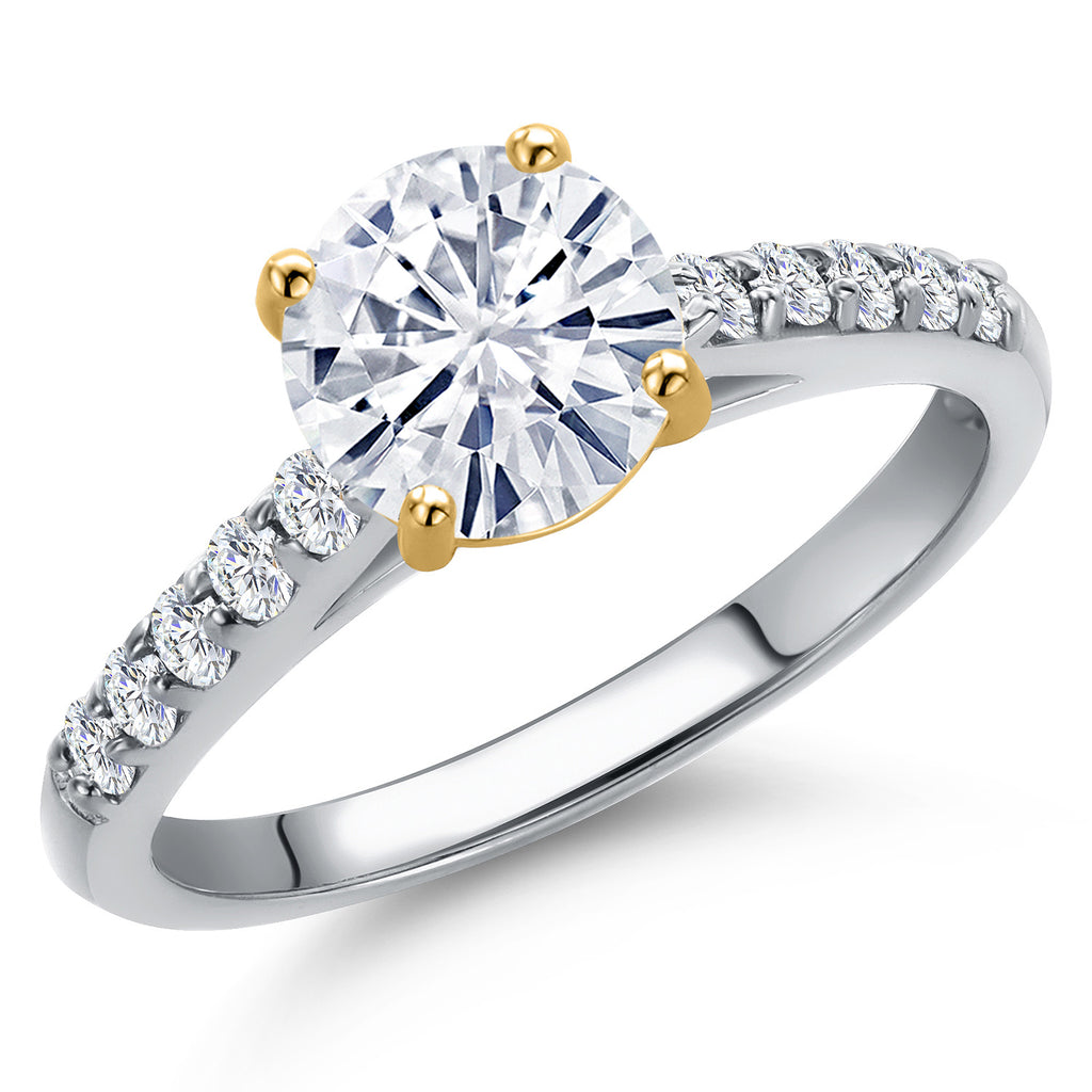 White Moissanite - April_6_Ring in 10K Two Tone Gold