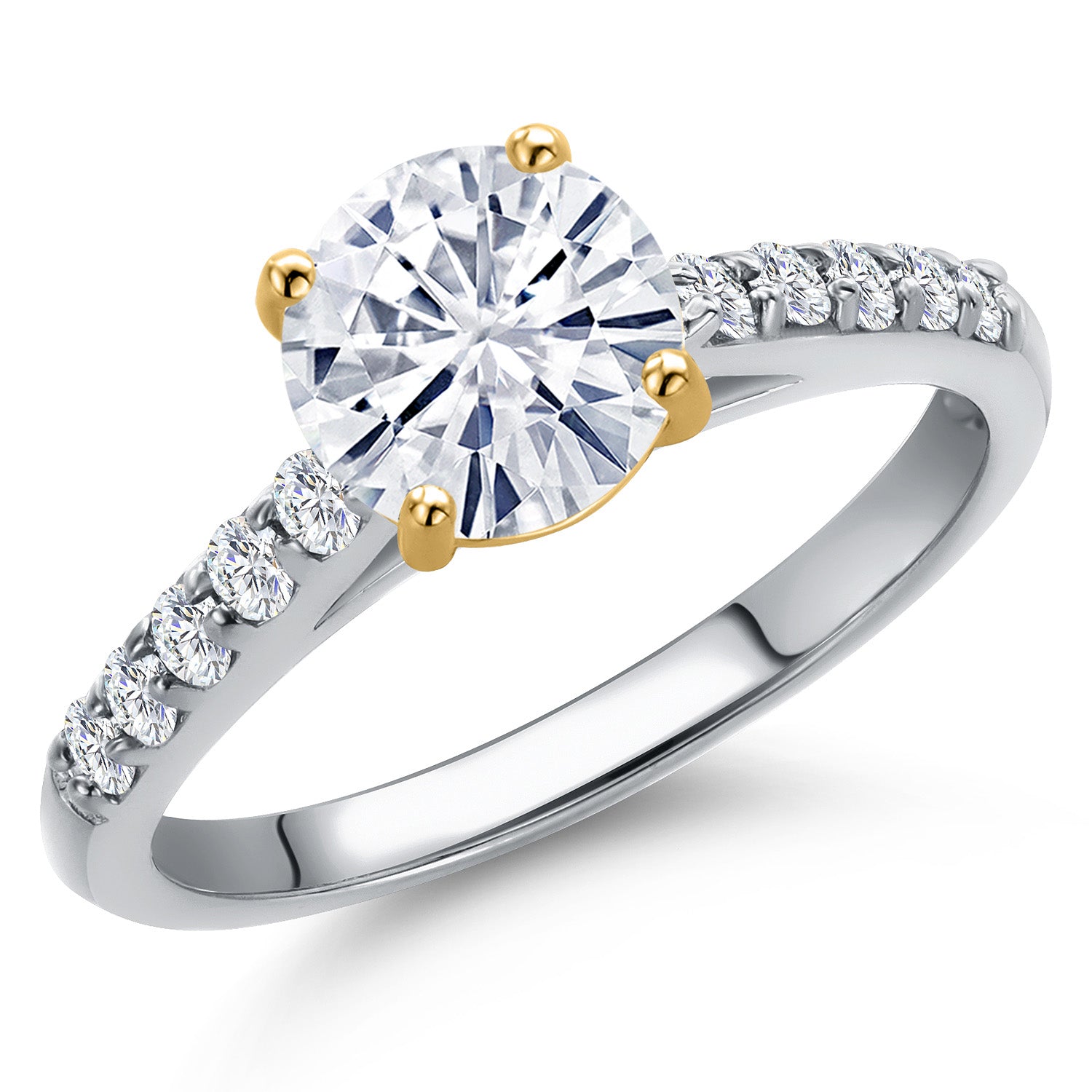 White Moissanite - April_5_Ring in 10K Two Tone Gold