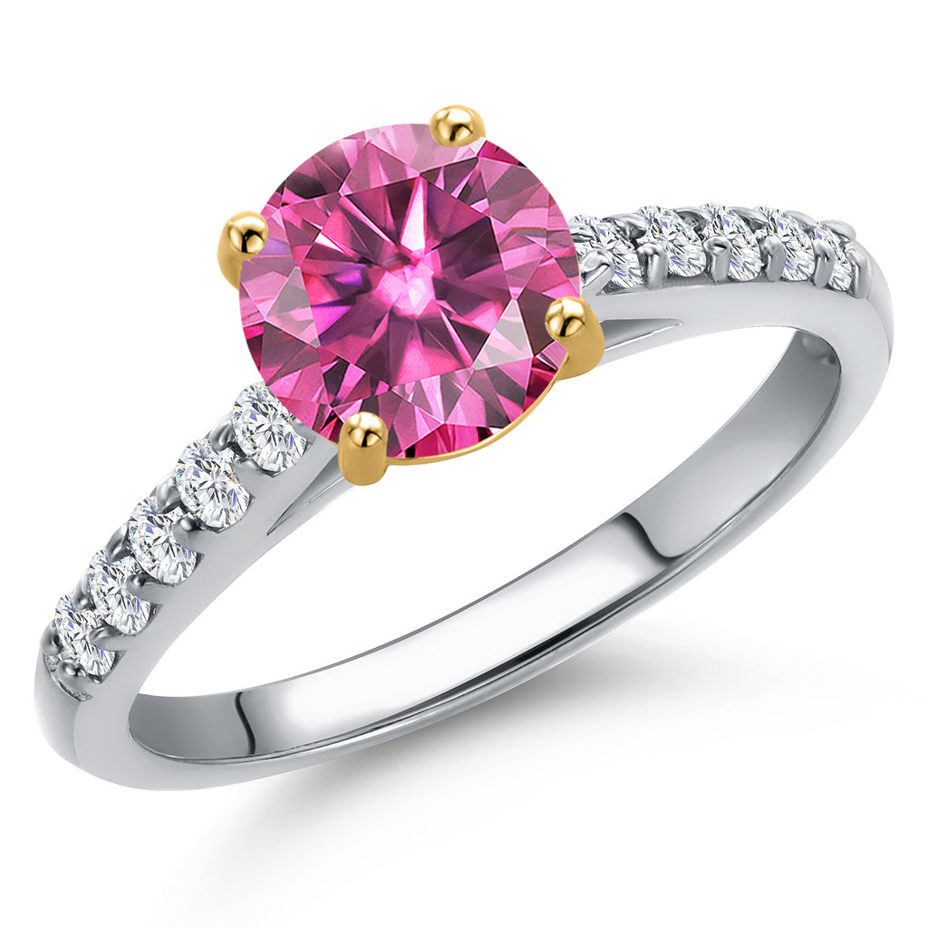 Pink Moissanite - April_6_Ring in 10K Two Tone Gold