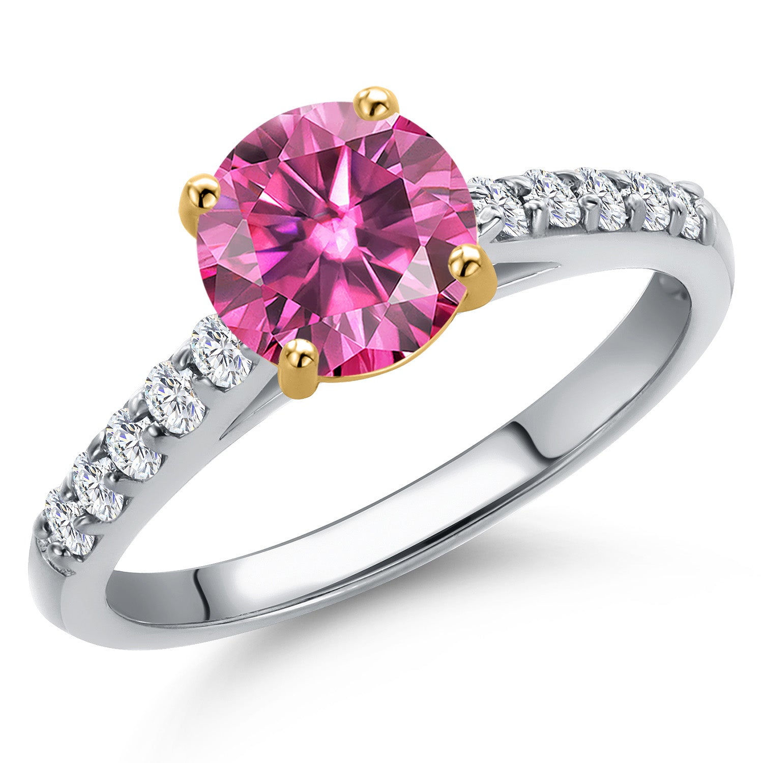 Pink Moissanite - April_7_Ring in 10K Two Tone Gold
