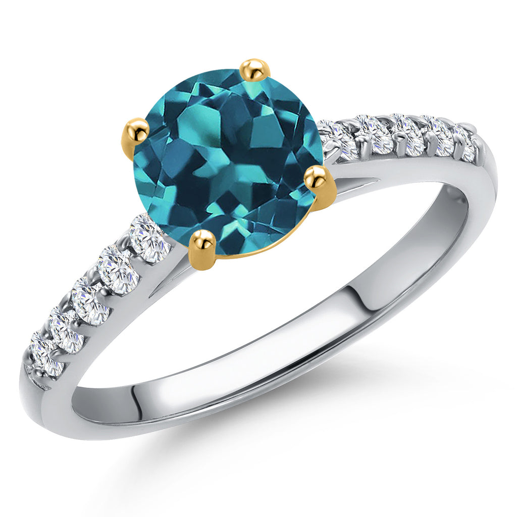 London Blue Topaz - November_9_Ring in 10K Two Tone Gold