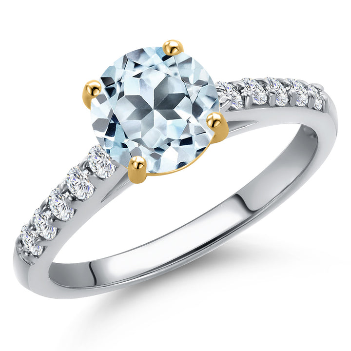 Sky Blue Topaz - November_7_Ring in 10K Two Tone Gold