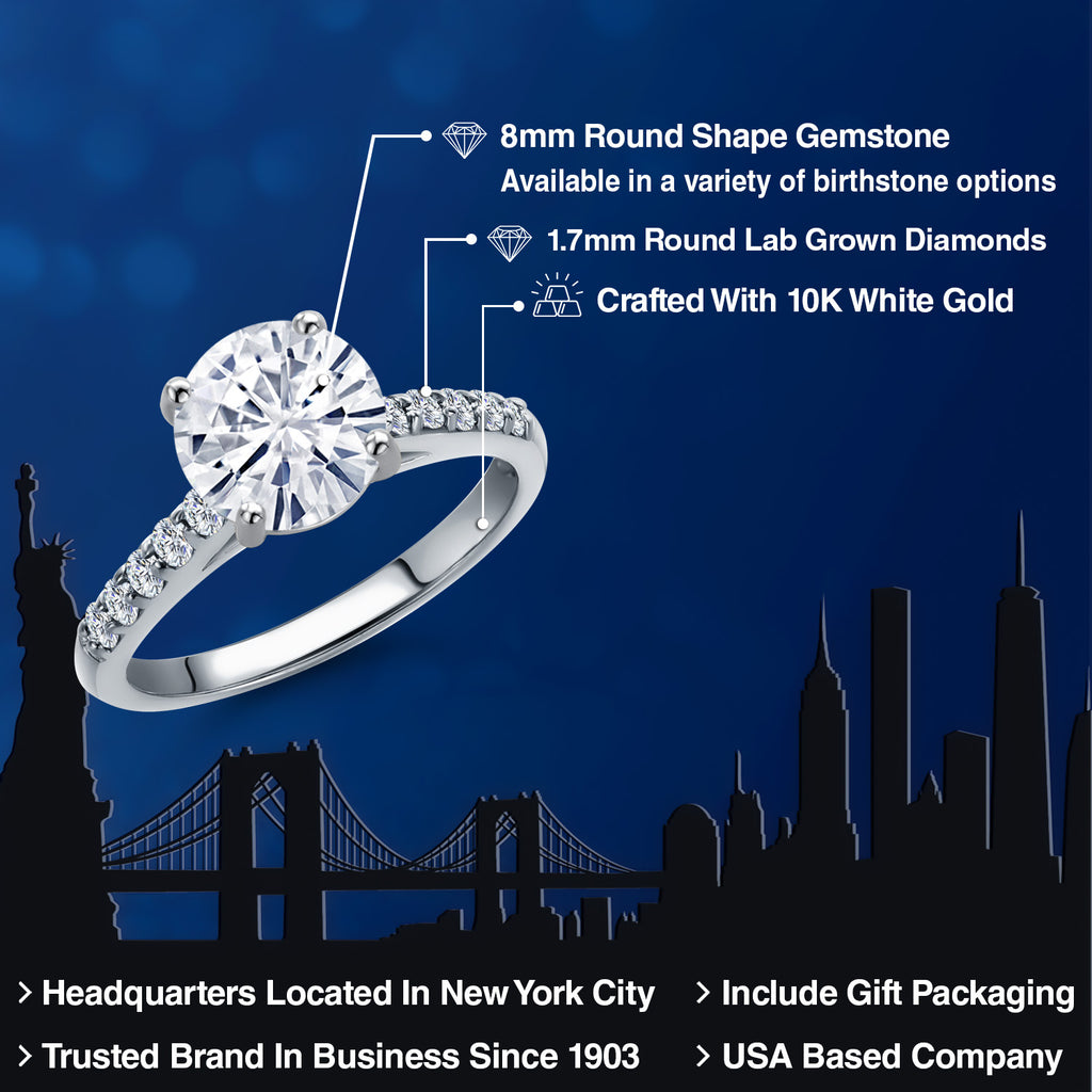 White Moissanite - April_Ring in 10K White Gold