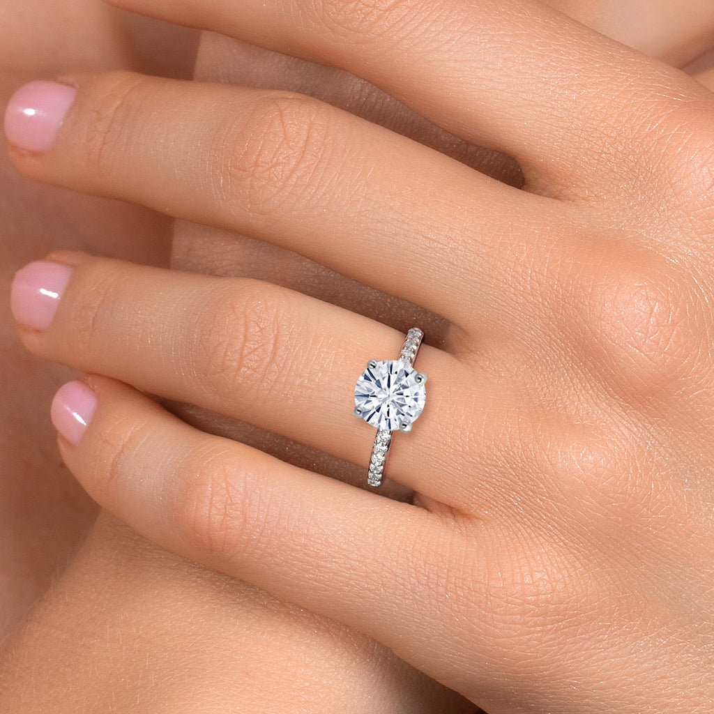 White Moissanite - April_Ring in 10K White Gold