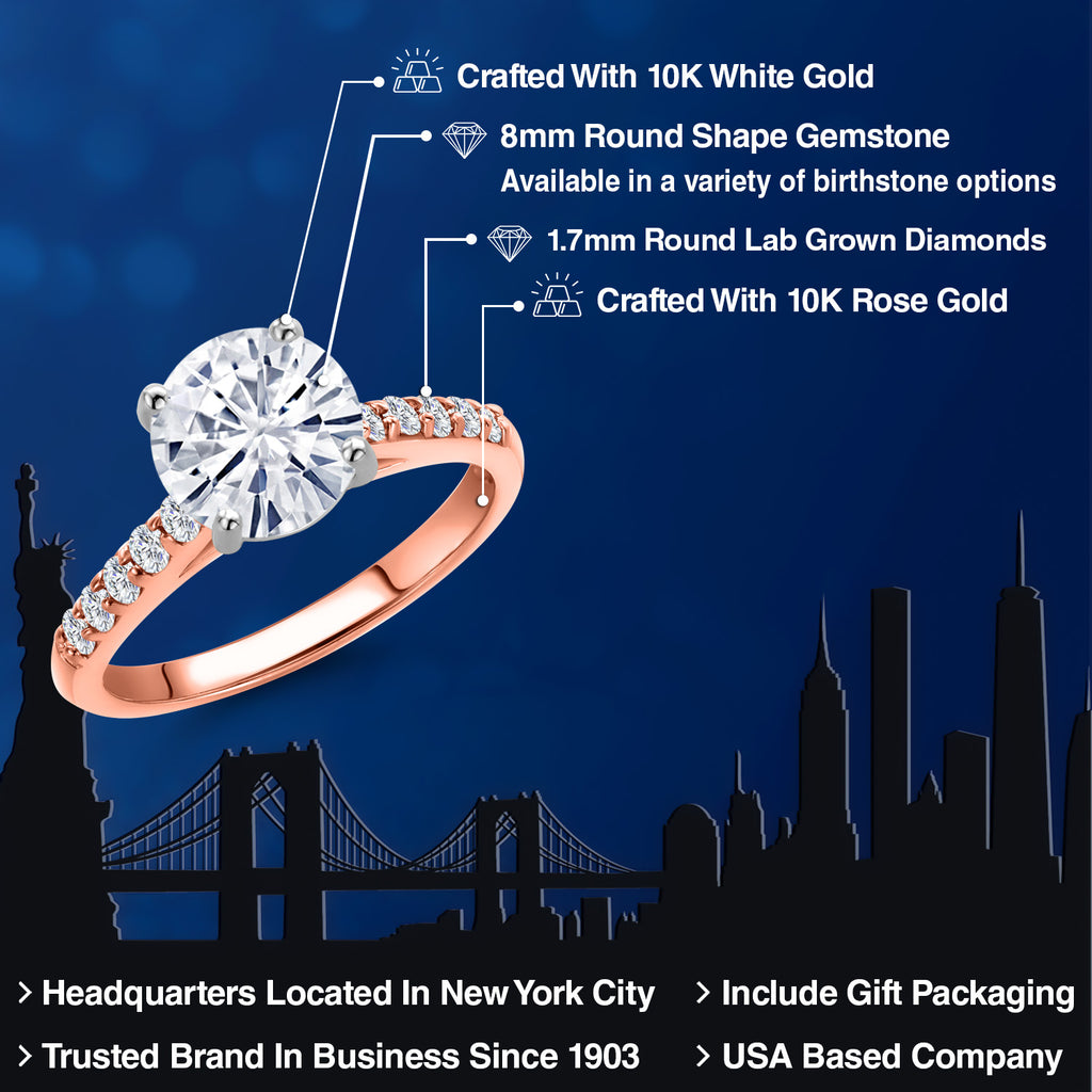 White Moissanite - April_Ring in 10K Two Tone Gold