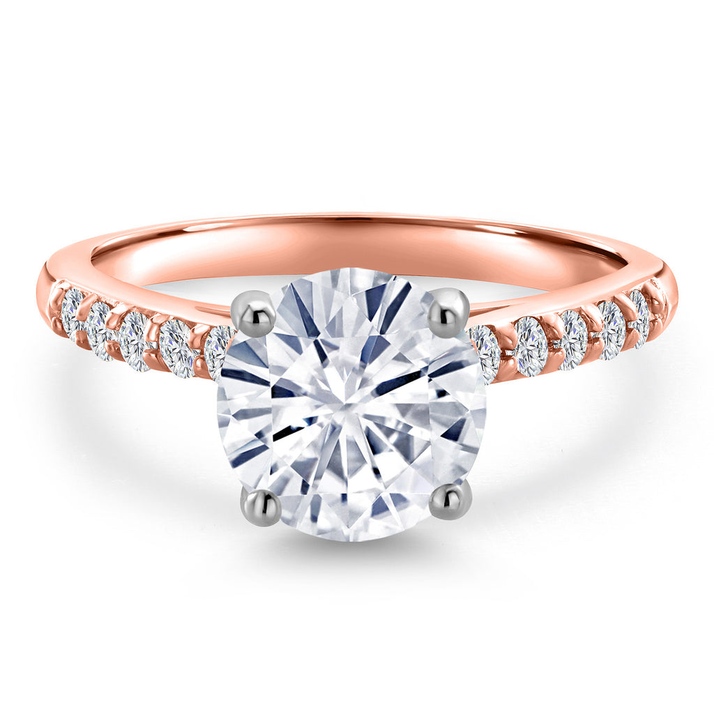 White Moissanite - April_Ring in 10K Two Tone Gold