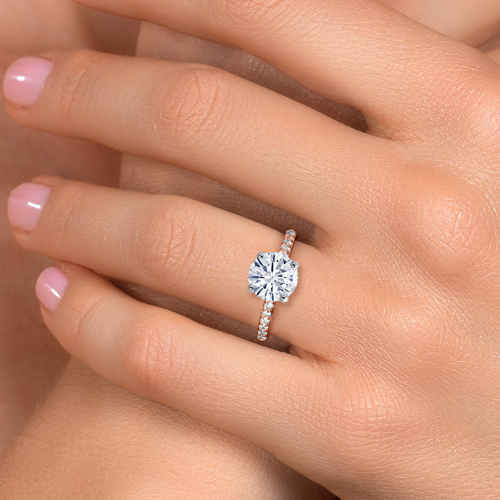White Moissanite - April_Ring in 10K Two Tone Gold