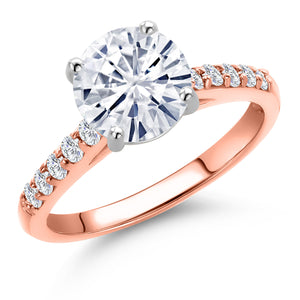 White Moissanite - April_Ring in 10K Two Tone Gold