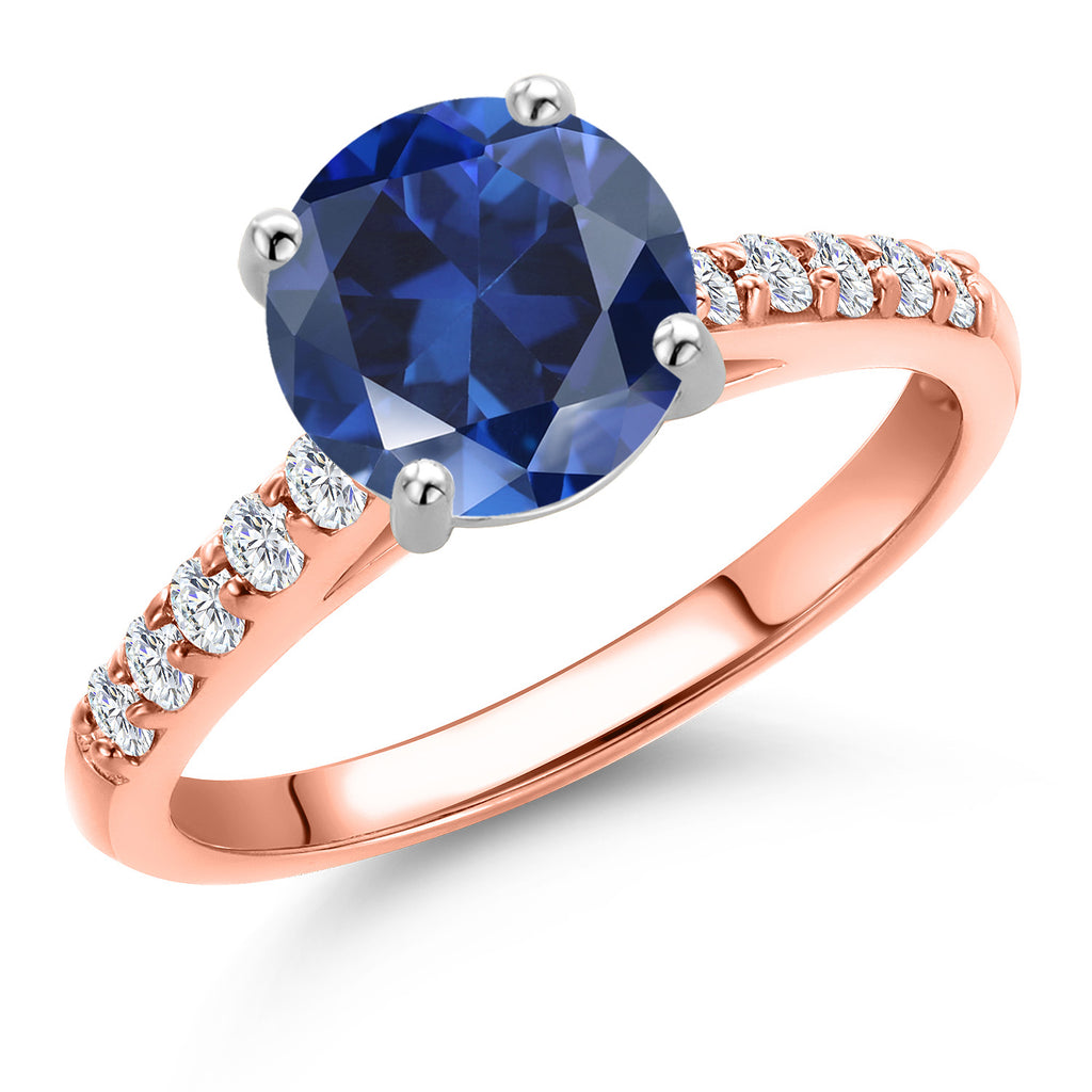 Blue Created Sapphire - September_7_Ring in 10K Two Tone Gold