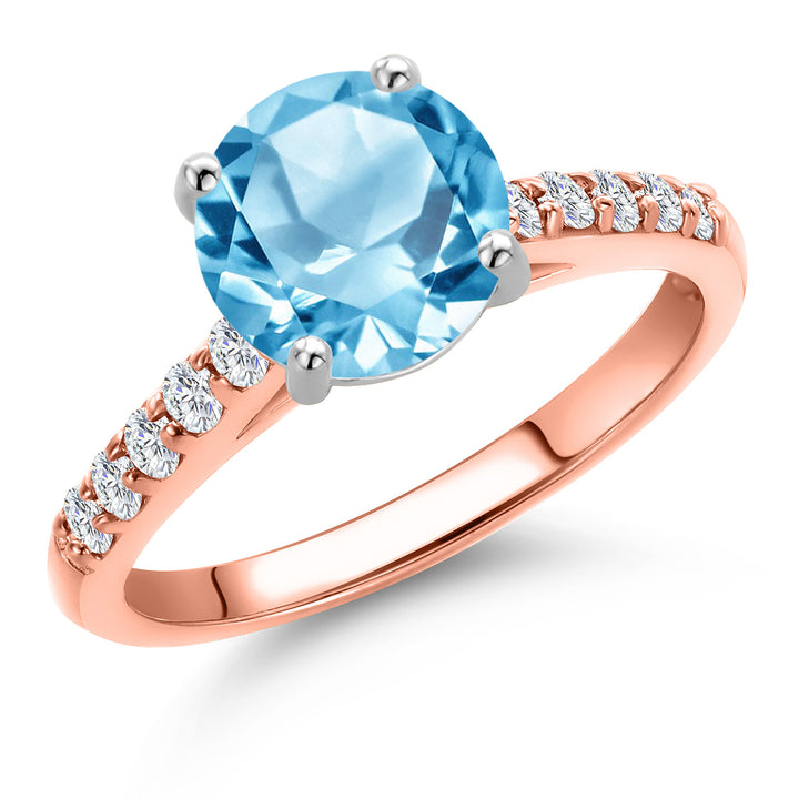 Swiss Blue Topaz - November_5_Ring in 10K Two Tone Gold