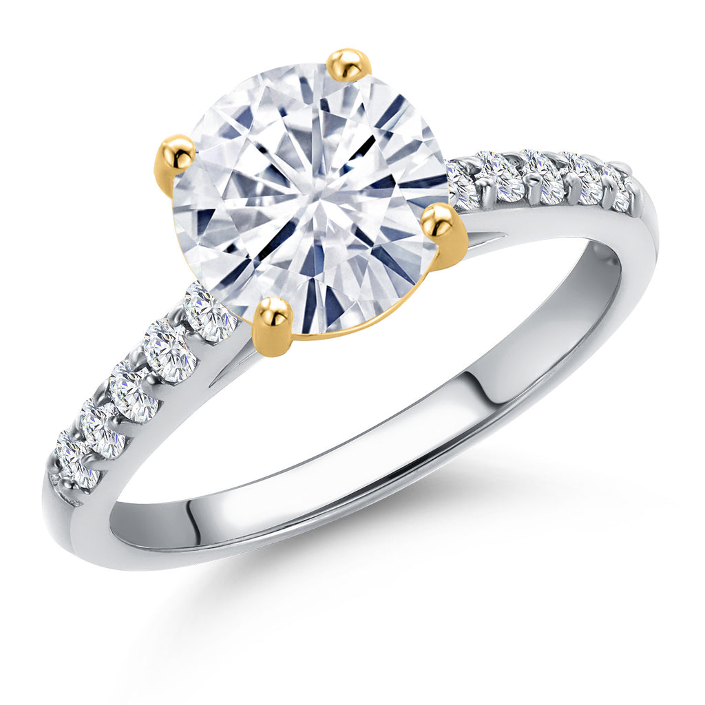 White Moissanite - April_9_Ring in 10K Two Tone Gold