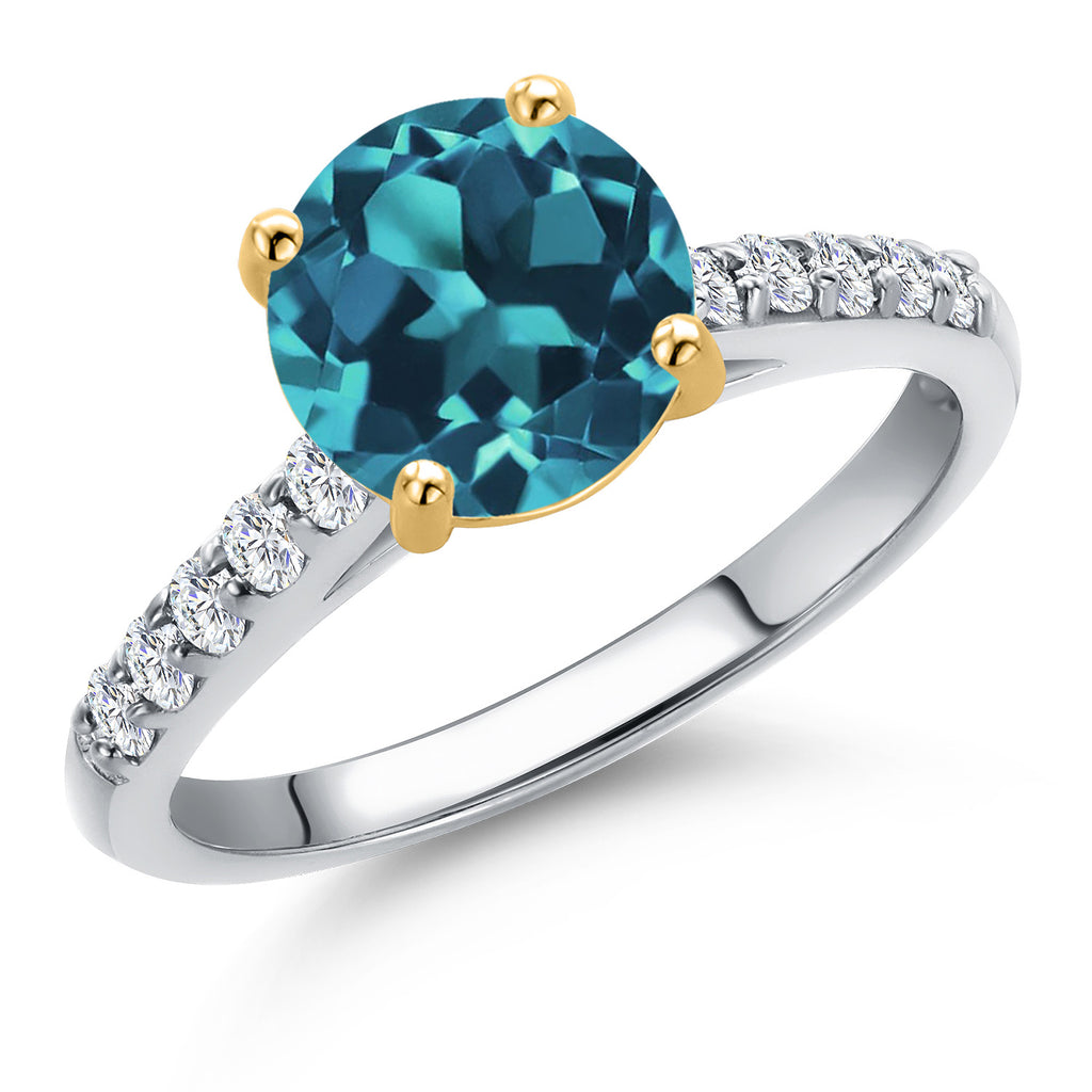 London Blue Topaz - November_7_Ring in 10K Two Tone Gold