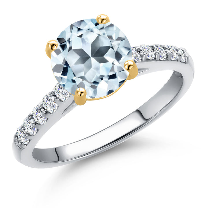 Sky Blue Topaz - November_5_Ring in 10K Two Tone Gold
