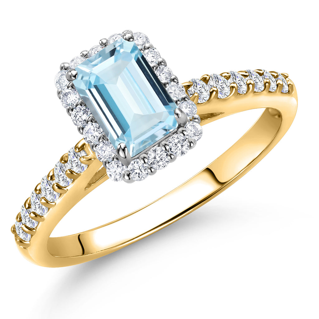 Aquamarine - March_7_Ring in 10K Two Tone Gold