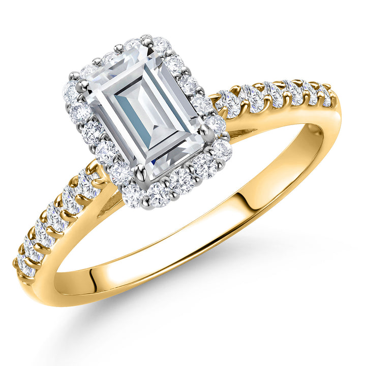 White Moissanite - April_Ring in 10K Two Tone Gold