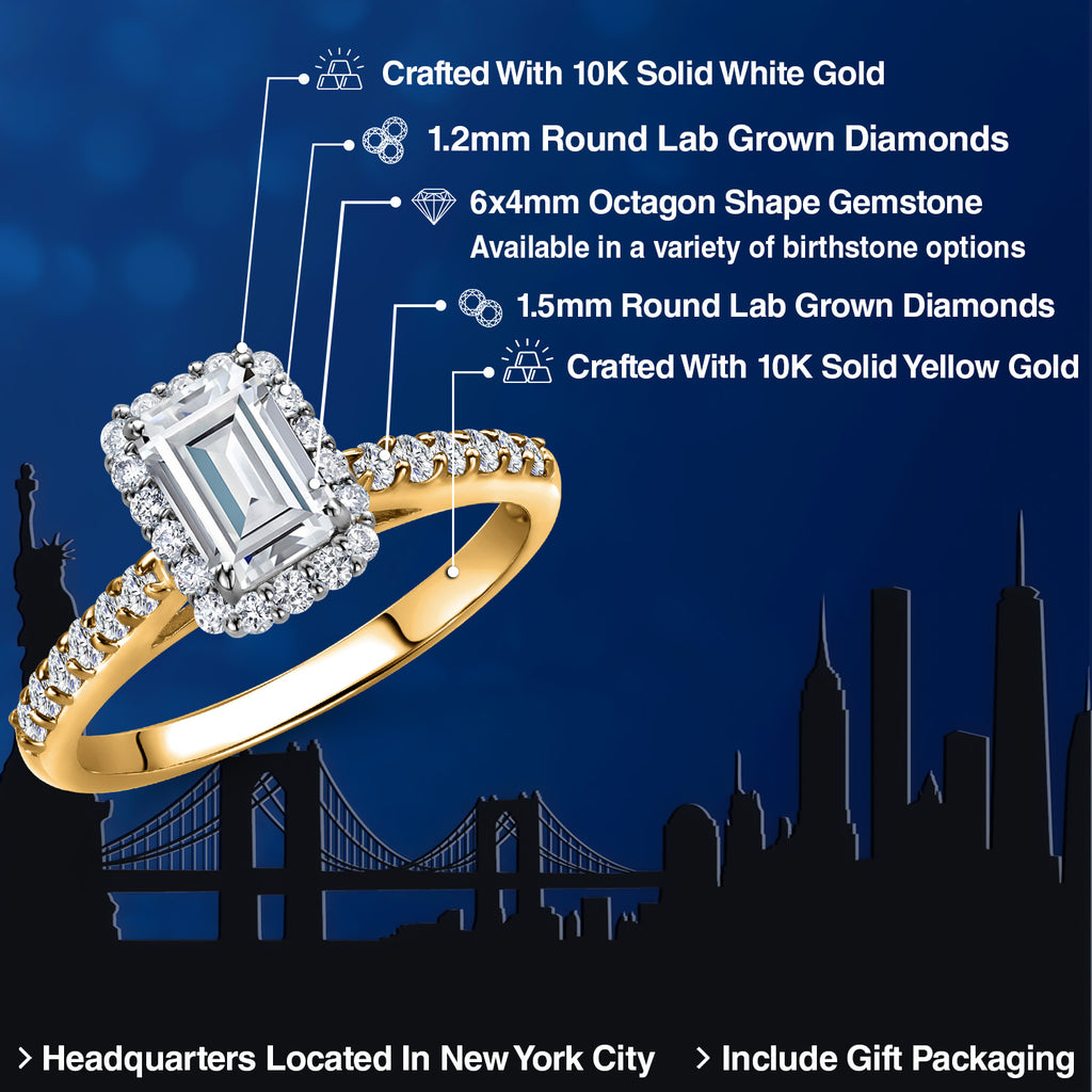 White Moissanite - April_Ring in 10K Two Tone Gold