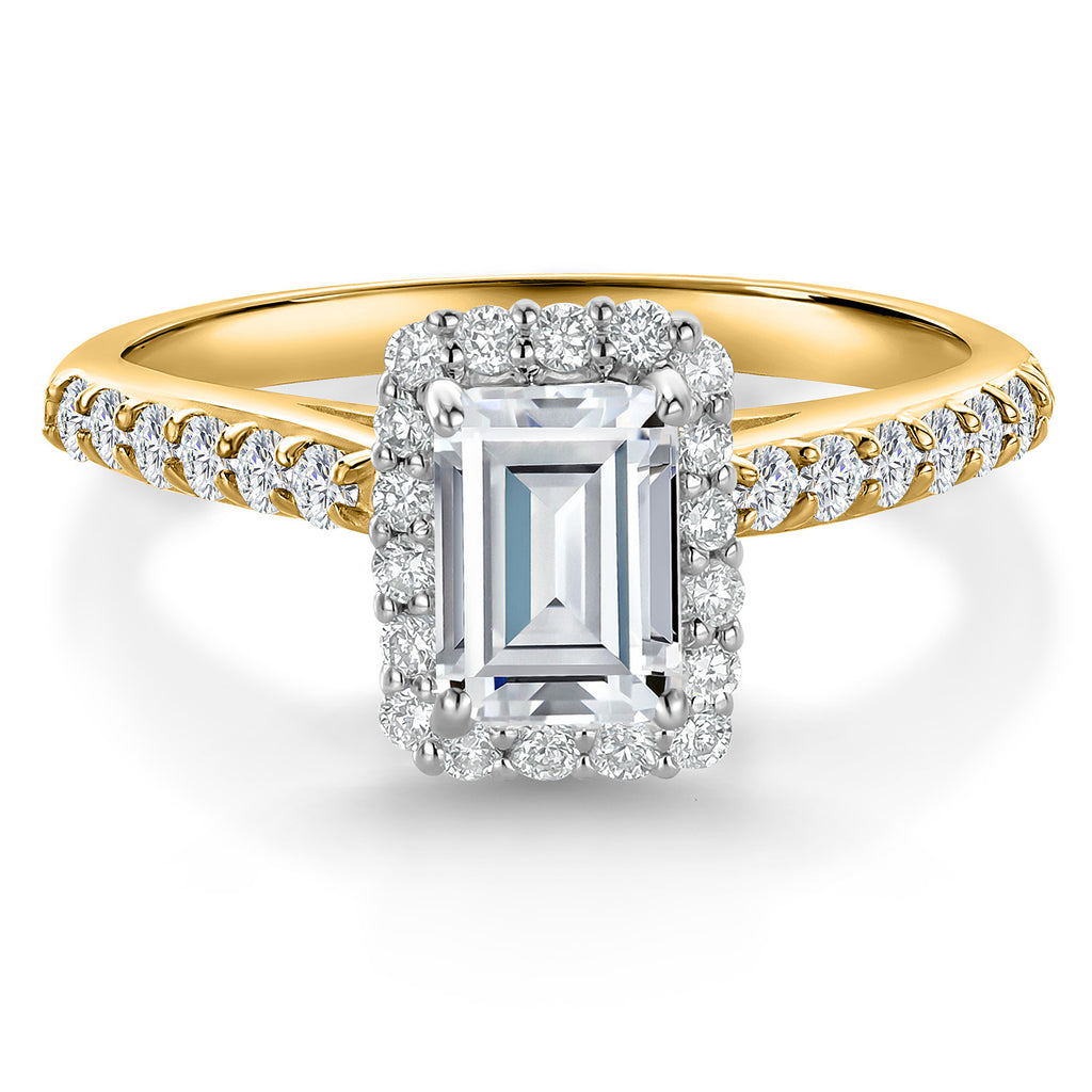 White Moissanite - April_Ring in 10K Two Tone Gold