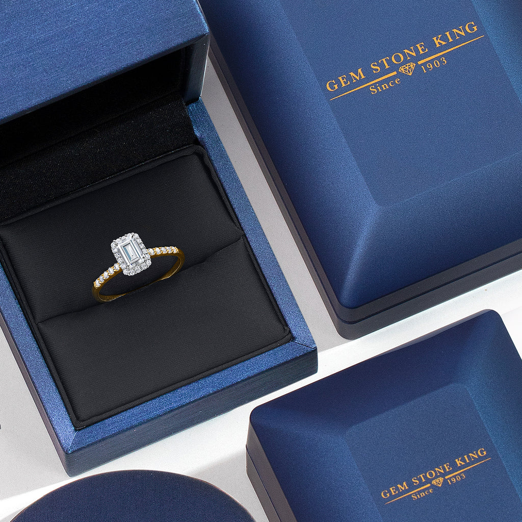 White Moissanite - April_Ring in 10K Two Tone Gold