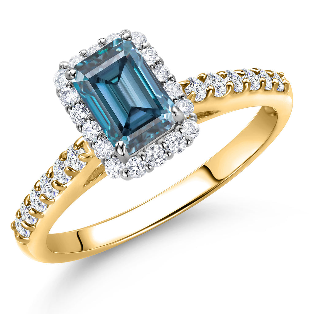 Persian Blue Moissanite - April_8_Ring in 10K Two Tone Gold
