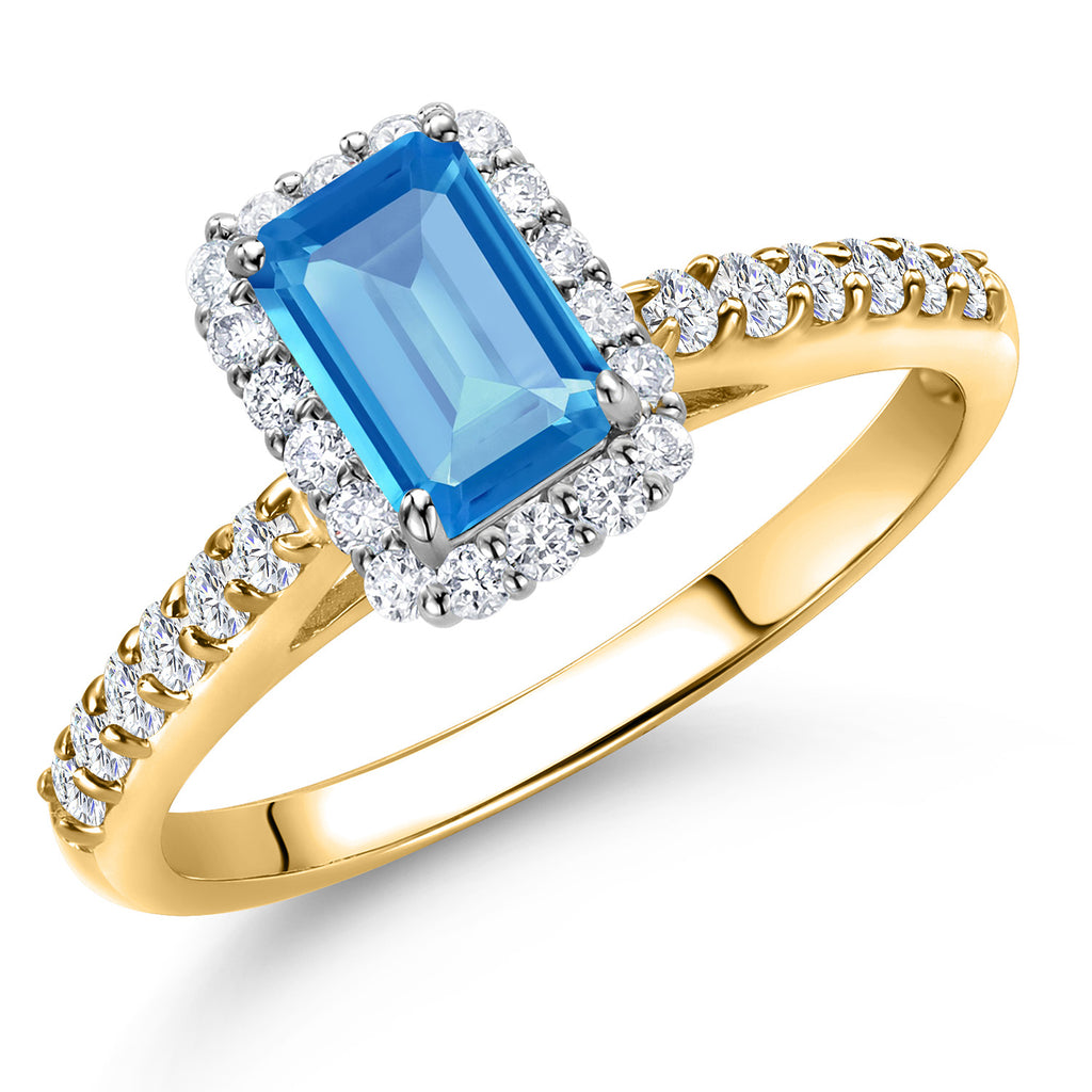 Swiss Blue Topaz - November_9_Ring in 10K Two Tone Gold