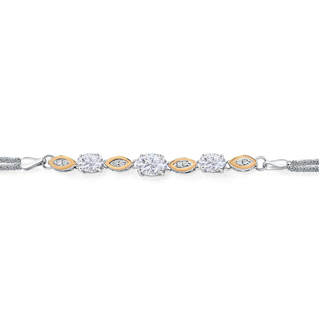 Moissanite - April_Bracelet in 925 Sterling Silver and 10K Yellow Gold
