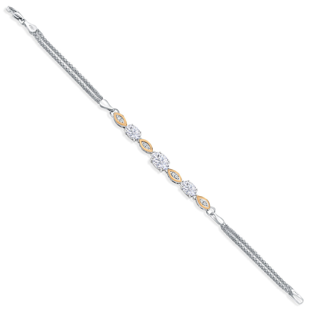 Moissanite - April_Bracelet in 925 Sterling Silver and 10K Yellow Gold