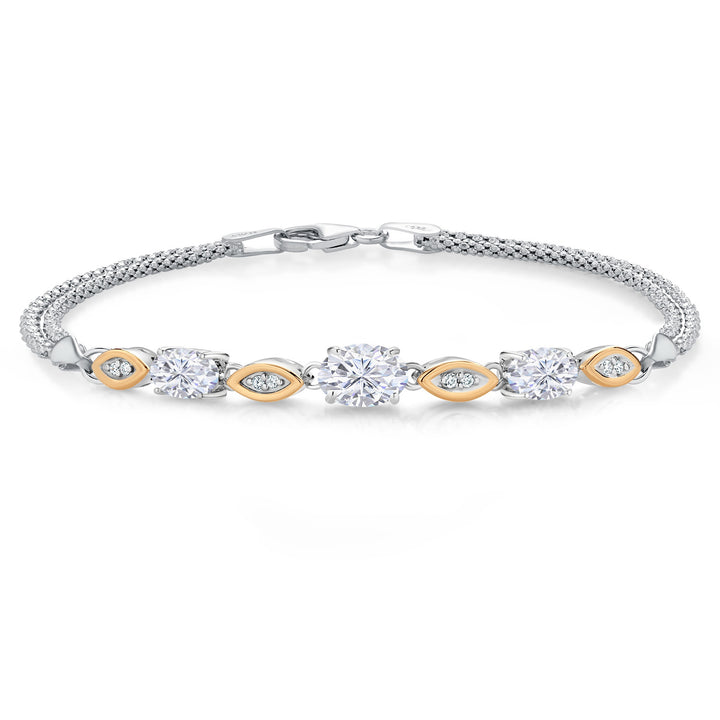 Moissanite - April_Bracelet in 925 Sterling Silver and 10K Yellow Gold