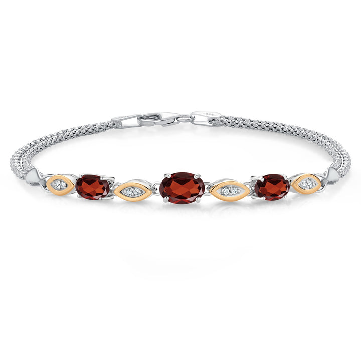Garnet - January_Bracelet in 925 Sterling Silver and 10K Yellow Gold