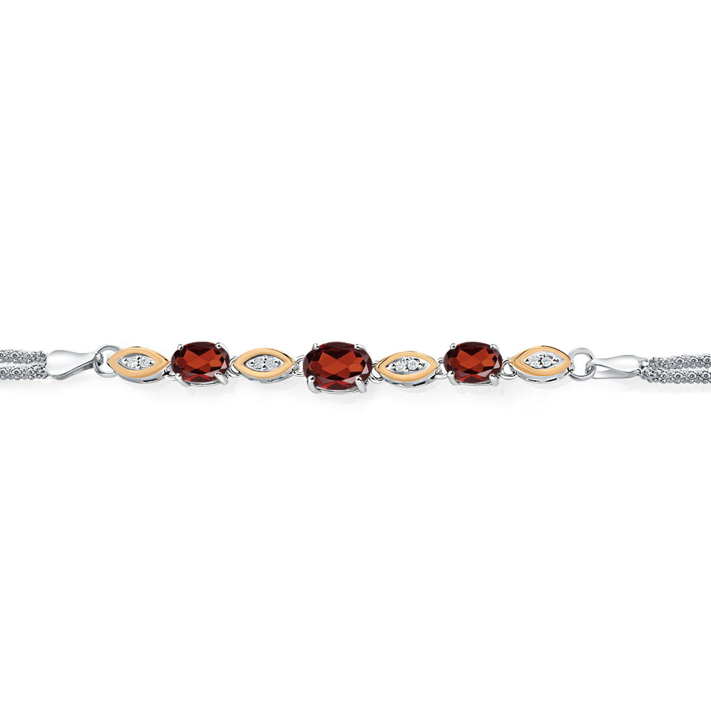 Garnet - January_Bracelet in 925 Sterling Silver and 10K Yellow Gold
